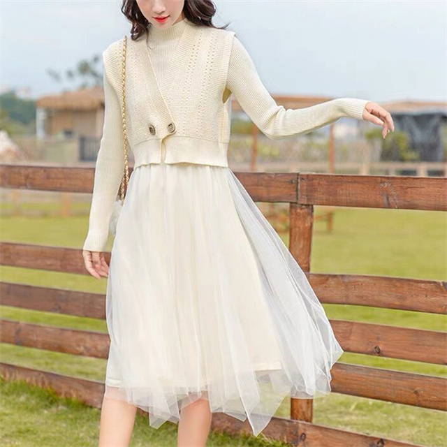 ニットワンピース セットアップ レディース 秋冬 長袖セーター